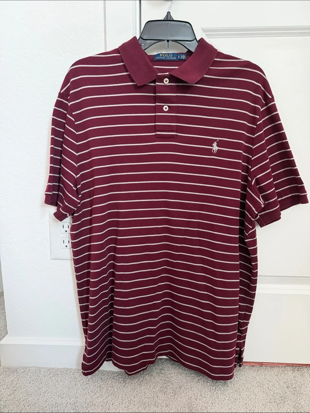 Ralph Lauren Maroon Polo with White Stripes